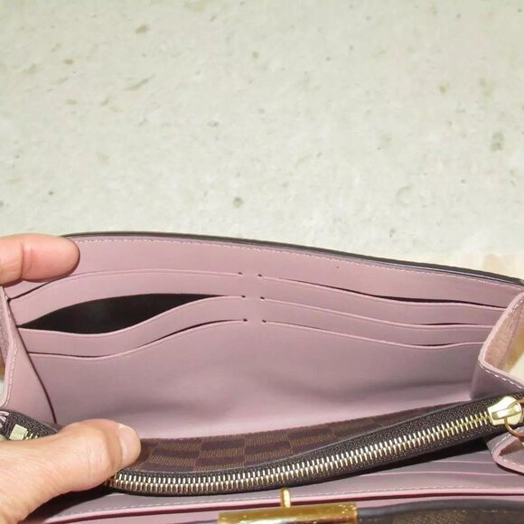 2019 Louis Vuitton FRANCE Damier Pink Croisette Pink Tassel Emilie Sarah Wallet - Picture 14 of 16